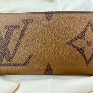 AUTH Louis Vuitton LV Long Zippy Wallet Brown Reverse Monogram Giant MINT